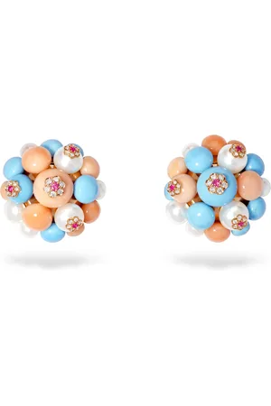 David Morris Rose Gold, Diamond and Sapphire Large Berry Cluster Earrings