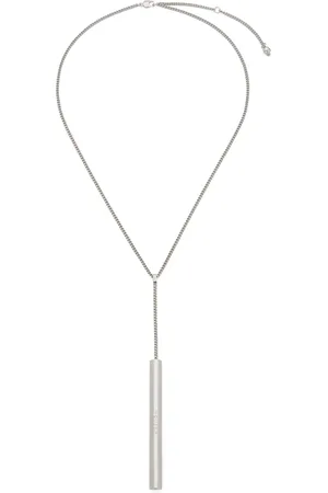 Alexander McQueen Palladium-Plated T-Bar Pendant Necklace