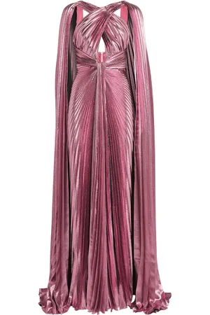 Zuhair Murad Metallic Pleated Cape Gown