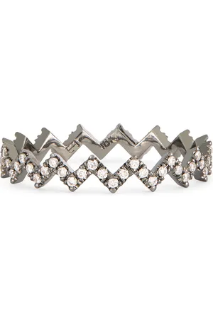 Eva Fehren Blackened White Gold and Diamond Ziggy Ring