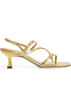 Sandro Metallic Leather Heeled Sandals 65