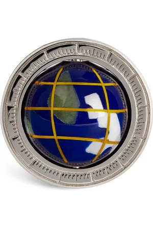 Tateossian Sterling Silver and Lapis Lazuli Globe Cufflinks