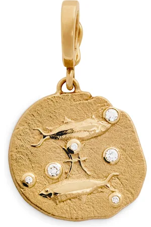 Azlee Small Yellow and Diamond Pisces Coin Charm