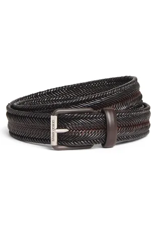 Giorgio Armani Leather Woven Rollerball Belt