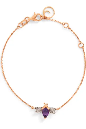 BEE GODDESS Rose Gold, Diamond and Amythest Queen Bee Bracelet