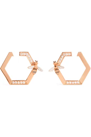 BEE GODDESS And Diamond Honeycomb Bee Earrings