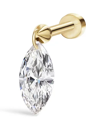 Maria Tash Yellow Floating Marquise Diamond Charm Threaded Stud Earring