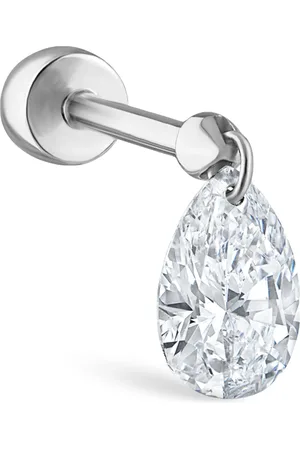 Maria Tash Gold Floating Pear Diamond Charm Threaded Stud Earring