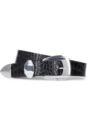 The Kooples Leather Croc-Embossed Belt