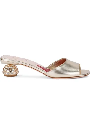 Roger Vivier Leather Crystal-Embellished Mules
