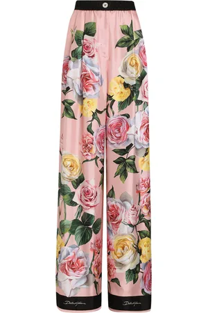 Dolce & Gabbana Silk Floral Wide-Leg Trousers