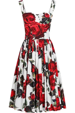 Dolce & Gabbana Pleated Floral Print Midi Dress