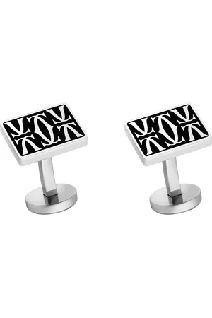 Cartier Sterling and Black Lacquer Double C de Cufflinks