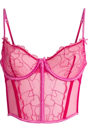 SKIMS Tulle Embroidered Hearts Demi Corset