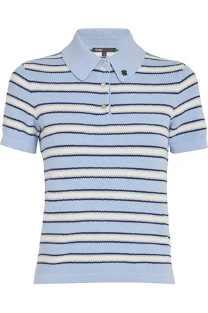 Maje Stripe Cropped Polo Shirt