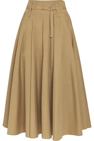 Maje Pleated Belted Midi Skirt