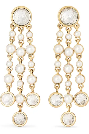 Max Mara Pearl and Rhinestone Chandelier Earrings