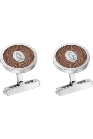 Cartier Sterling and Brown Lacquer Double C de Cufflinks