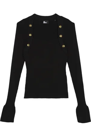 The Kooples Button-Detail Ribbed Sweater
