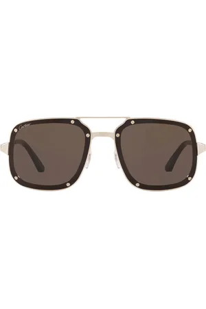Cartier Stud-Trim Square Aviator Sunglasses