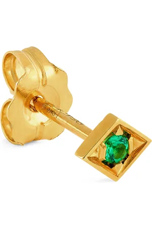 Azlee Yellow and Emerald Lone Burst Single Stud Earring