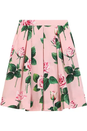 Dolce & Gabbana Pleated Rose Print Skirt