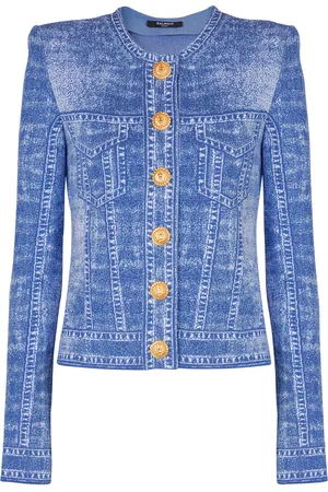 Balmain Jacquard Denim-Effect Cardigan