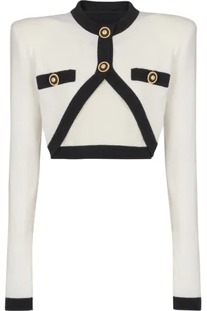 Balmain Wool-Cashmere Cropped Cardigan