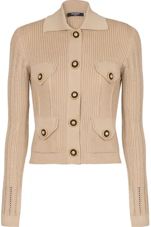 Balmain Cropped Rib-Knit Cardigan