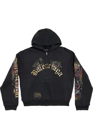 Balenciaga Cotton Tacky Tattoo Zip-Up Hoodie