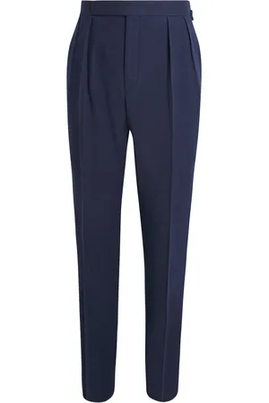 Ralph Lauren Wool-Silk Herringbone Tailored Trousers