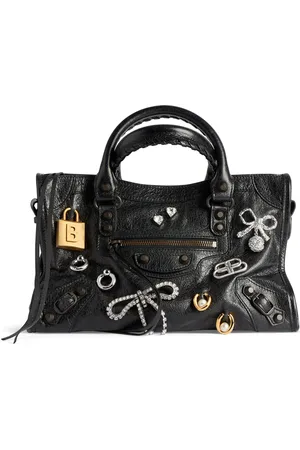 Balenciaga Small Lambskin Embellished Le City Top-Handle Bag