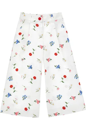 MONNALISA Cotton Floral Trousers