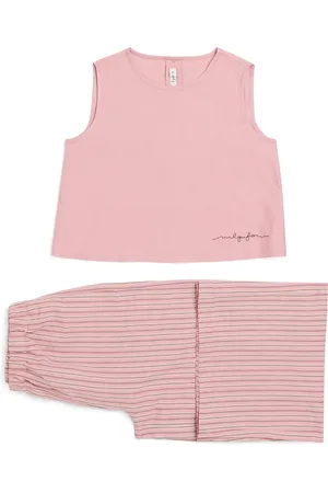 Il gufo Striped Embroidered Top and Trousers Set