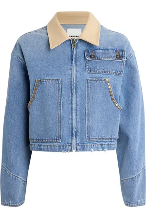 Sandro Contrast-Collar Denim Jacket