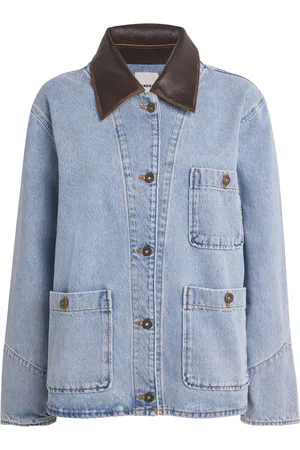 Sandro Leather-Collar Denim Jacket