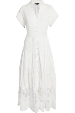 Maje Lace-Insert Maxi Shirt Dress