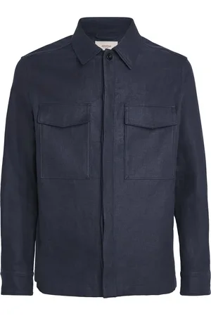 Agnona Linen Concealed-Placket Overshirt