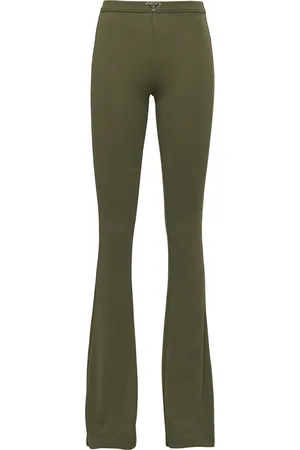 Prada Cotton Rib-Knit Flared Trousers