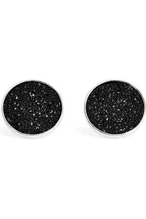 Babette Wasserman Rhodium-Plated Moondust Round Cufflinks