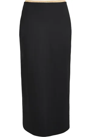 Carven Grain de Poudre Wool Maxi Skirt with Underskirt