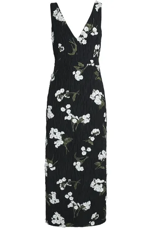 Erdem Virgin Wool-Blend Embroidered Cocktail Dress