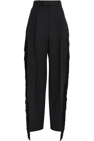 Carven Tuxedo Wool Fringe-Detail Trousers