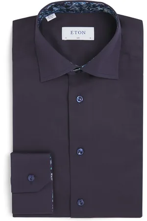 Eton Cotton Floral-Collar Shirt