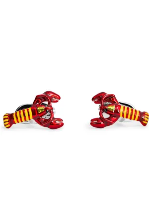 Babette Wasserman Rhodium-Plated Enamel Lobster Cufflinks