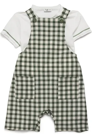 Il gufo Check Dungarees and T-Shirt Set