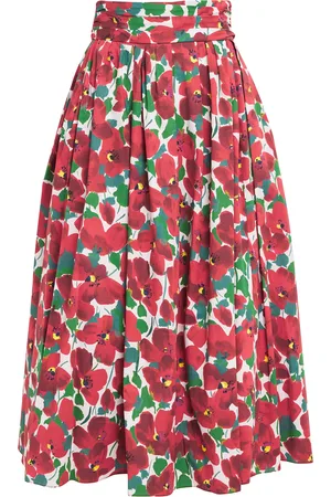 Carolina Herrera Floral Cummerbund Midi Skirt
