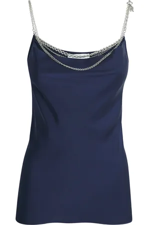 Paco rabanne Satin Chain-Necklace Detail Cami Top