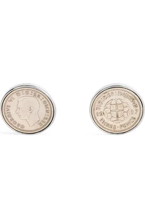 Babette Wasserman Rhodium-Plated Coin Cufflinks
