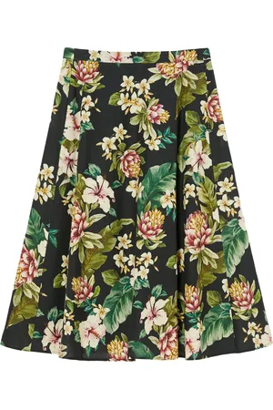 Persona by Marina Rinaldi Linen-Cotton Floral Tambuto Midi Skirt